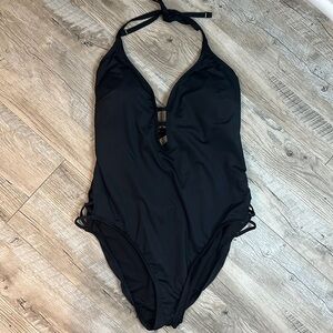 Laundry by Design Black Sexy Lowcut Lowback Adjustable One Piece Swimsuit XL